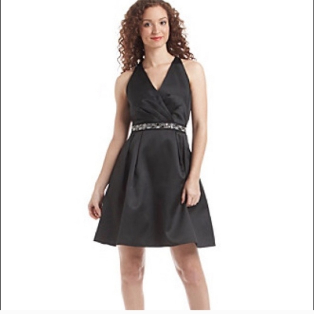 ADRIANNA PAPELL  black, sleeveless,  open back and tie closure on the back dress
